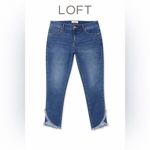 LOFT Modern Skinny Jeans Size 4 Dark Wash Raw Hem Ankle Stretch Denim